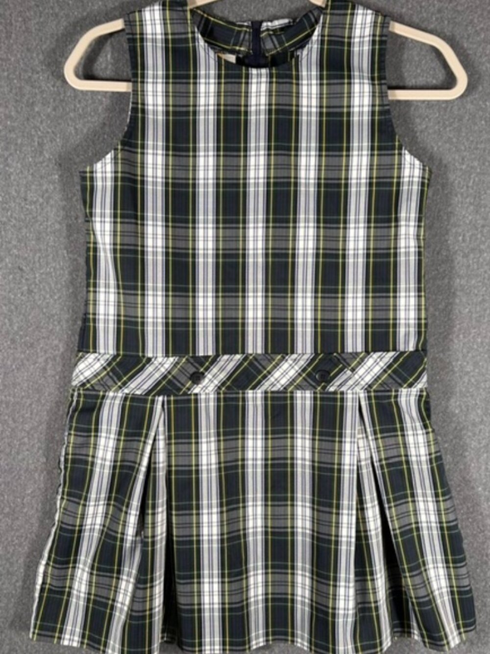 Dennis School Uniform Dres Girls Sz 10 Green/Blue/Yellow Plaid Zipperback EUC